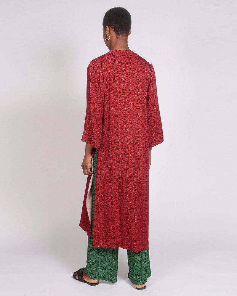 Batian Lenzing™ Ecovero™ Red Printed Long Kimono