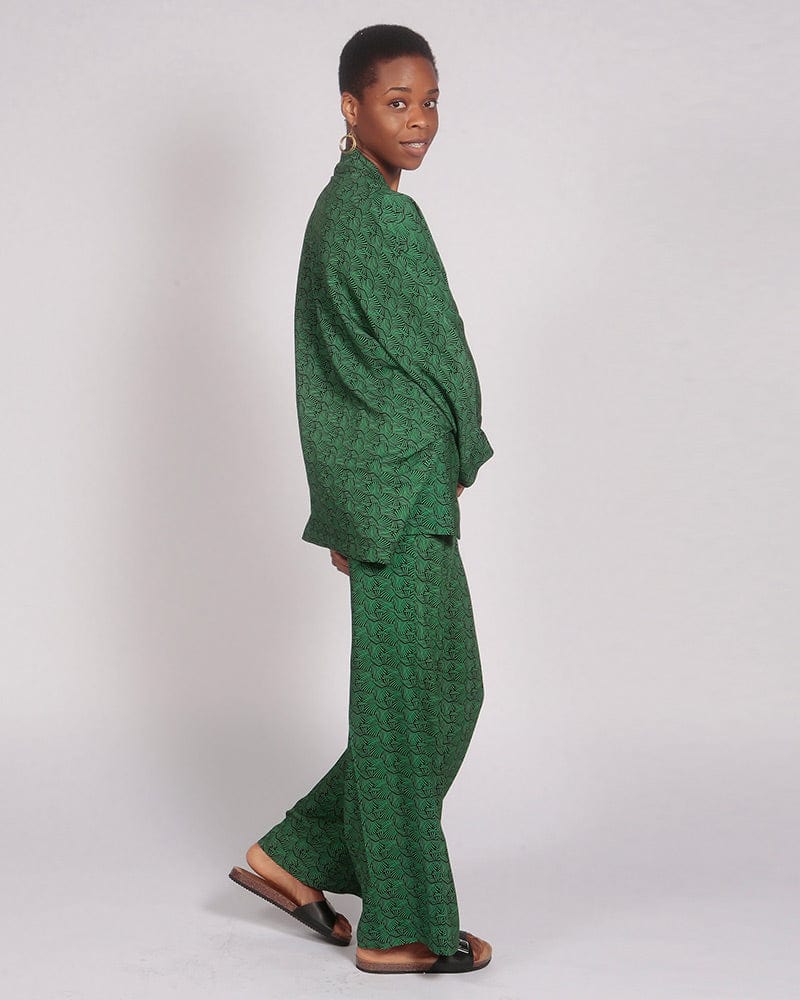 Kibo Lenzing™ Ecovero™ Belted Kimono In Green Print