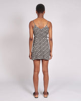 Korosi  Lenzing™ Ecovero™ Cream Strappy Print Short Wrap Dress