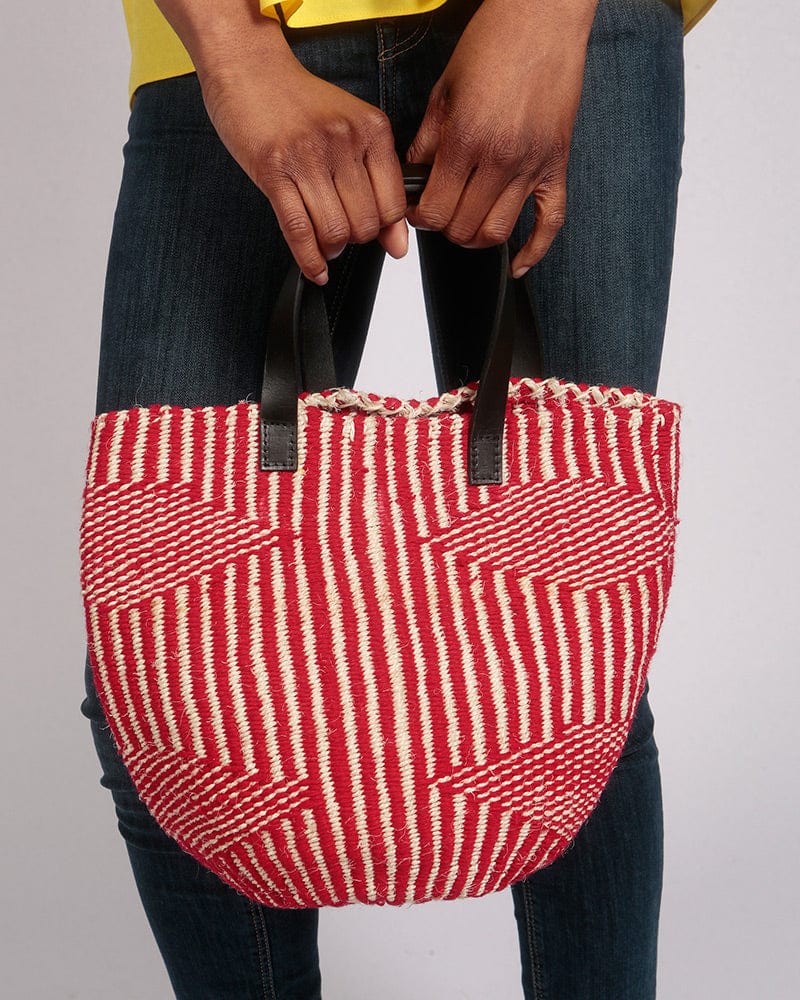 Gazi Red and White Short Double Strap Basket