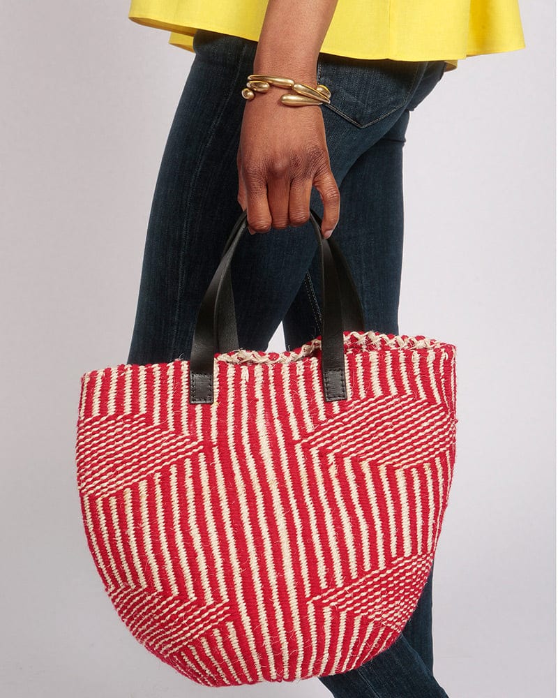 Gazi Red and White Short Double Strap Basket