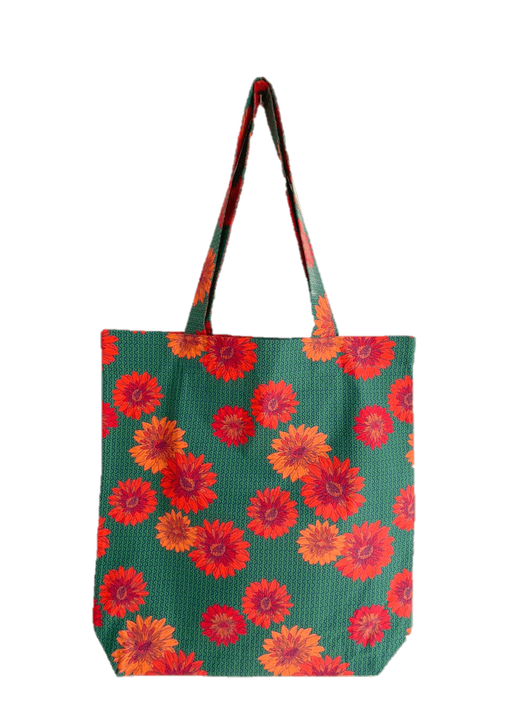 Yambe Red Daisy Print  Shopper