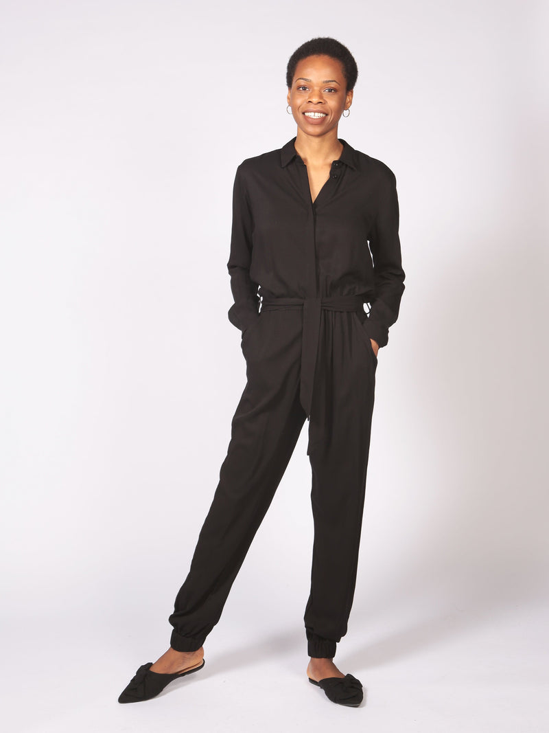 Mafadi Long Sleeve  Black  Printed Lenzing™ Ecovero™ Jumpsuit
