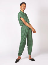 Agou Green Kipepeo Print Lenzing™ Ecovero™ Jumpsuit with Cap Sleeves