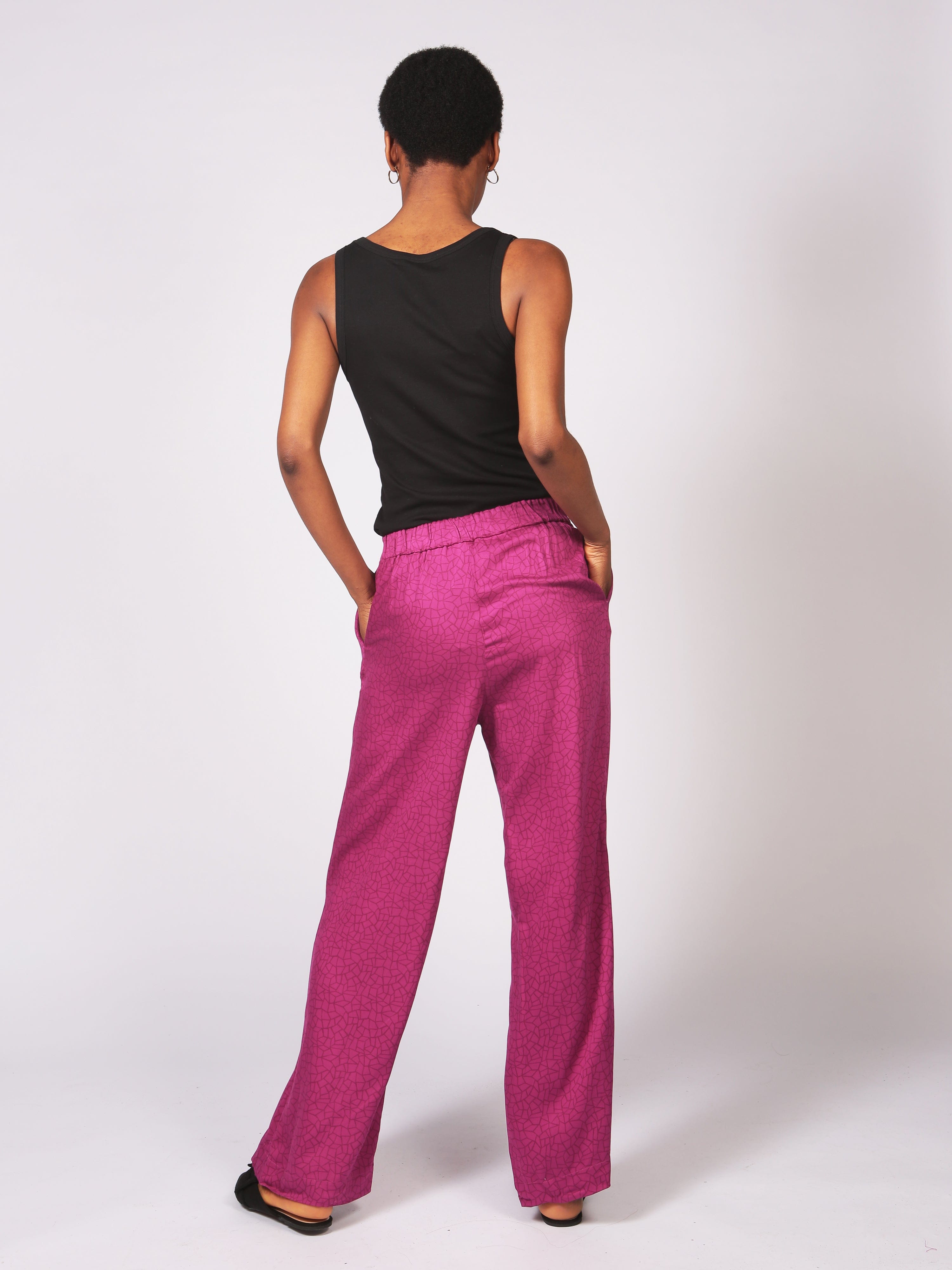 Bwahit Lenzing™ Ecovero™ Fuschia Print Wide Leg Trouser