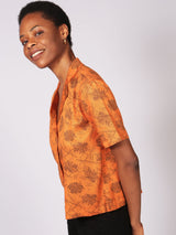 Golis Orange Floral Short Sleeve Button Through Shirt