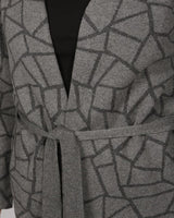 Iveti Long Belted Grey Cardigan In Responsible Wool & Organic Cotton