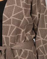 Iveti Long Belted Mocha Cardigan In Responsible Wool & Organic Cotton