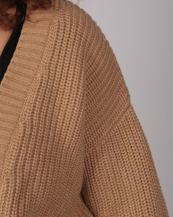 Kipsi Belted Fawn Cardigan In Responsible Wool & Organic Cotton