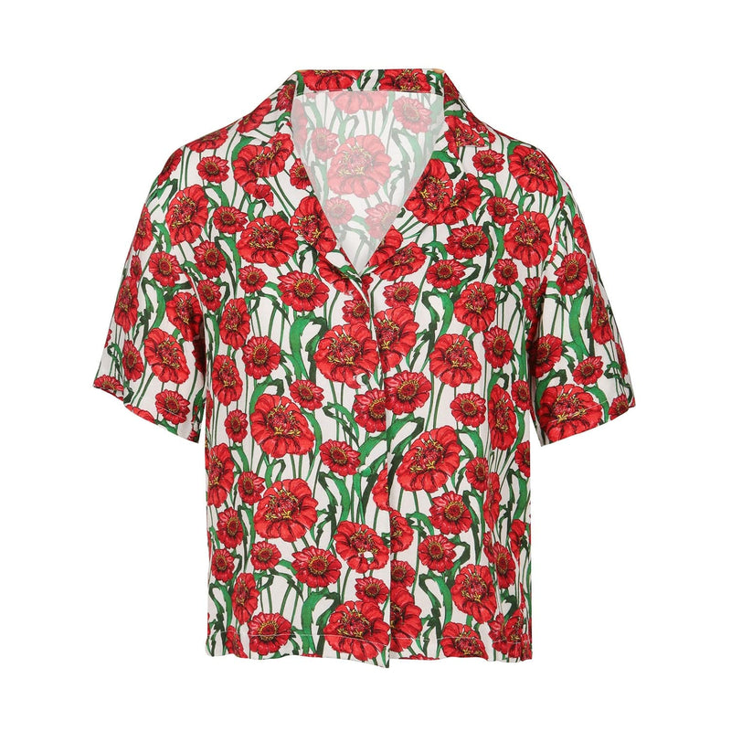 Golis Red Floral Short Sleeve Button Through Shirt