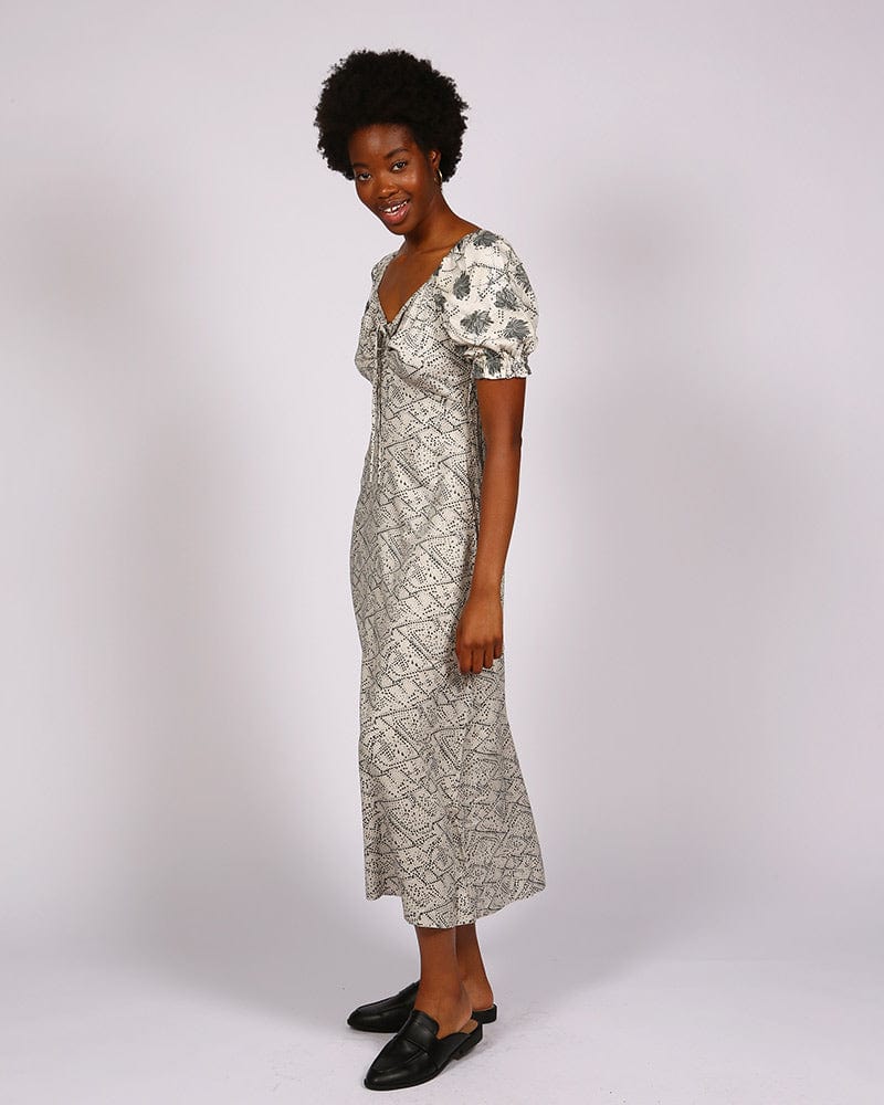 Redi Lenzing™ Ecovero™ Printed Short Sleeve Cream Dress