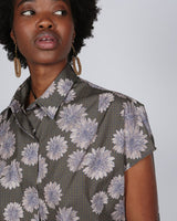 Sayeti Gold and Rose Tint Daisy Printed Short Sleeve Shirt