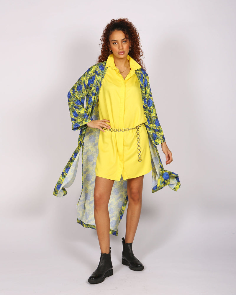 Batian Lenzing™ Ecovero™ Yellow Print Long Kimono