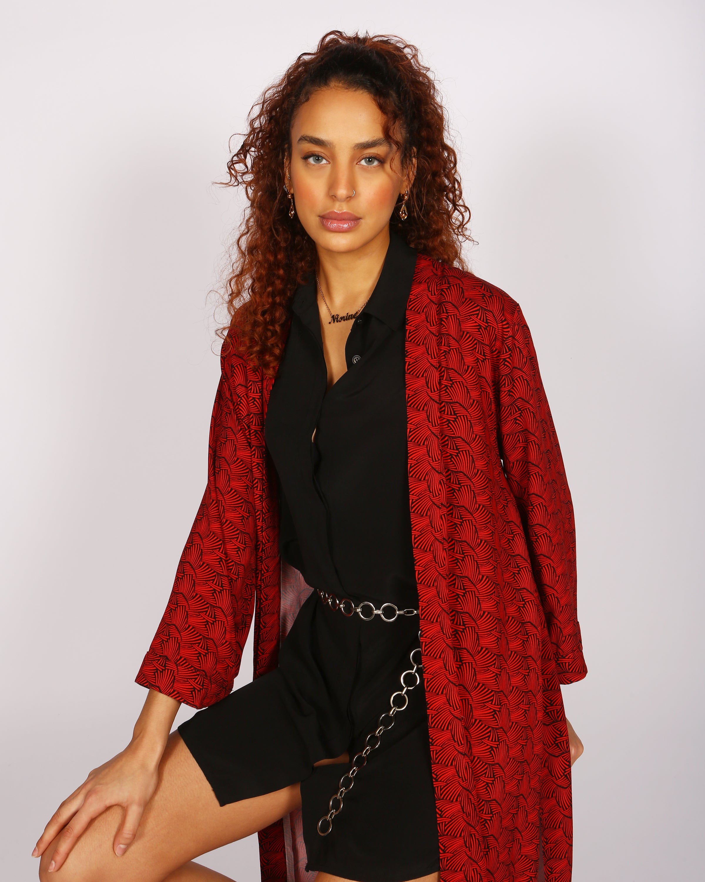 Batian Lenzing™ Ecovero™ Red Printed Long Kimono