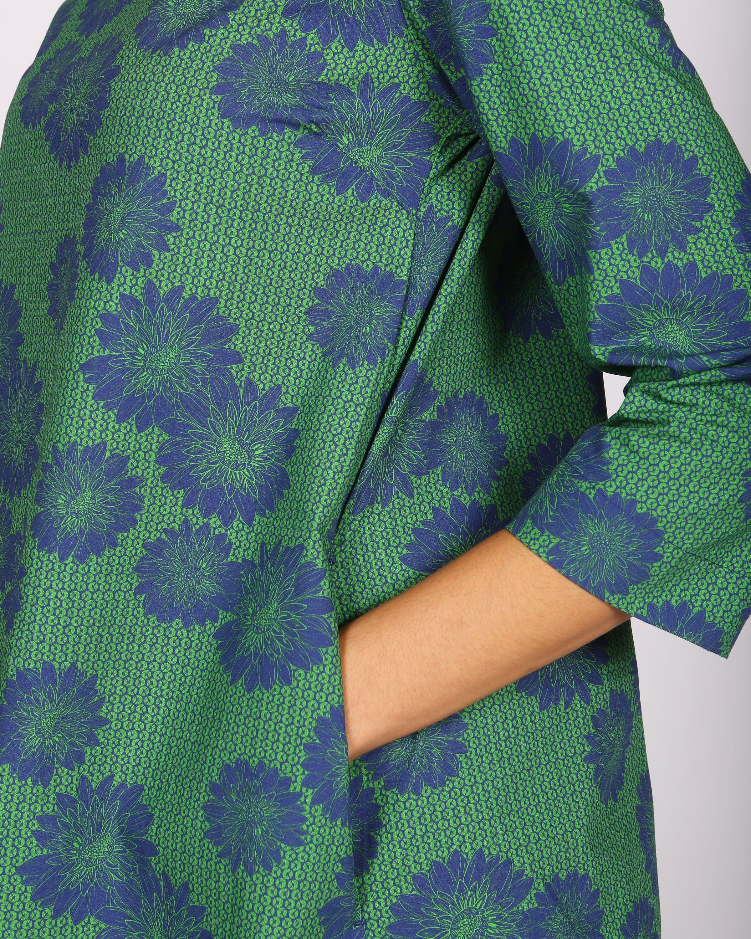 Bale Blue Daisy Short Sleeve A Line Dress