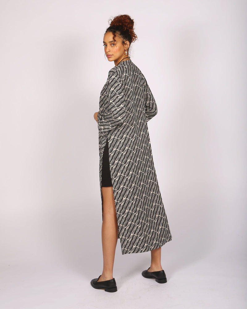 Batian Lenzing™ Ecovero™ Cream and Black Print Long Kimono