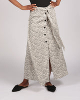 Kaka Lenzing™ Ecovero™ Cream and Black Printed Long Button Through Skirt