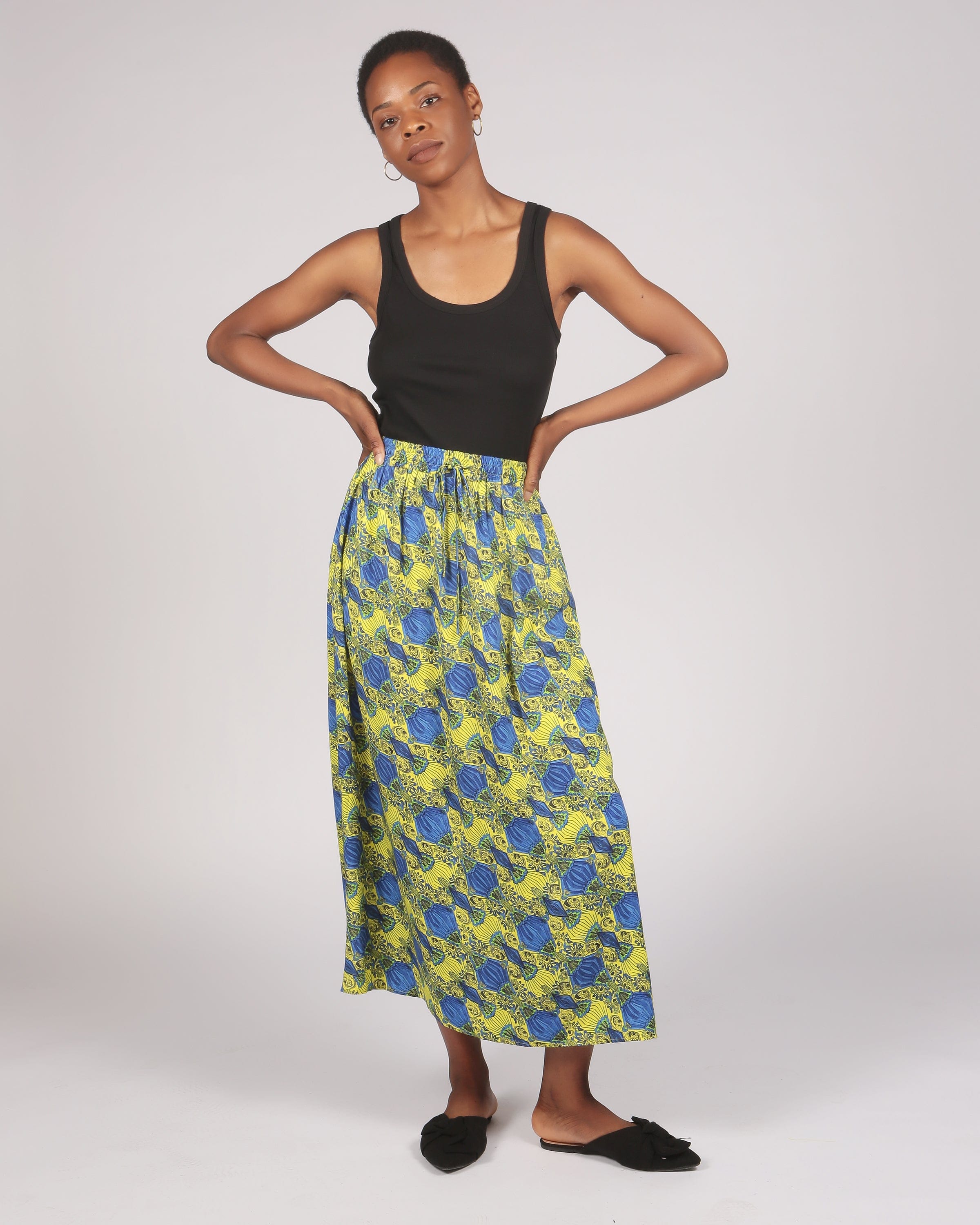 Choqa Lenzing™ Ecovero™ Yellow Printed Elasticated Skirt