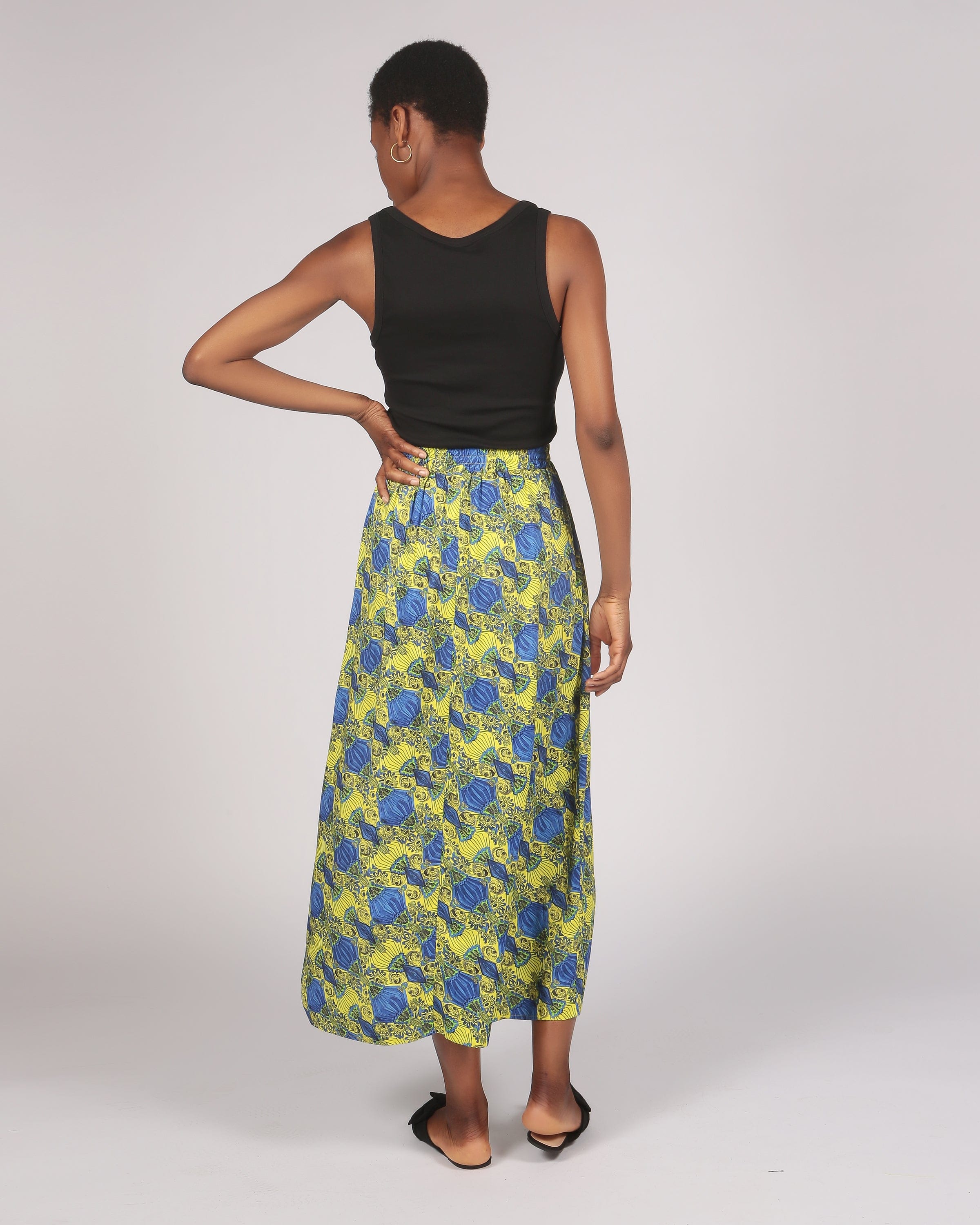 Choqa Lenzing™ Ecovero™ Yellow Printed Elasticated Skirt