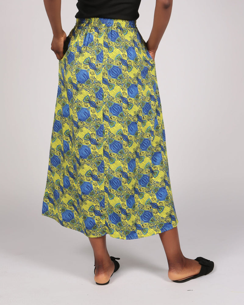 Choqa Lenzing™ Ecovero™ Yellow Printed Elasticated Skirt