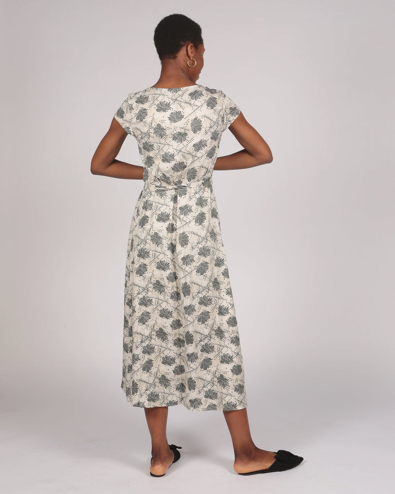 Azurki  Lenzing™ Ecovero™ Black and Cream  Print Midi Wrap Dress