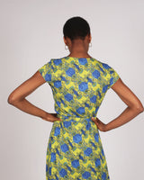 Azurki Lenzing™ Ecovero™ Yellow Print Midi Wrap Dress