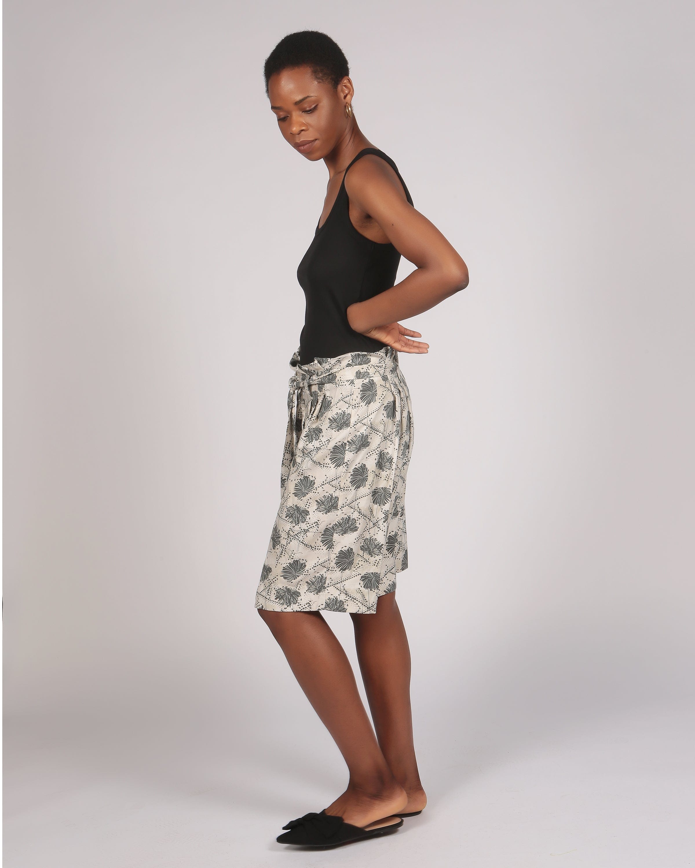 Abieri  Lenzing™ Ecovero™ Black and Cream  Printed Skirt