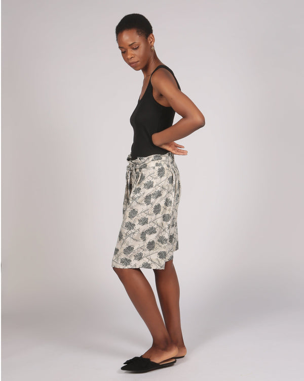 Abieri  Lenzing™ Ecovero™ Black and Cream  Printed Skirt