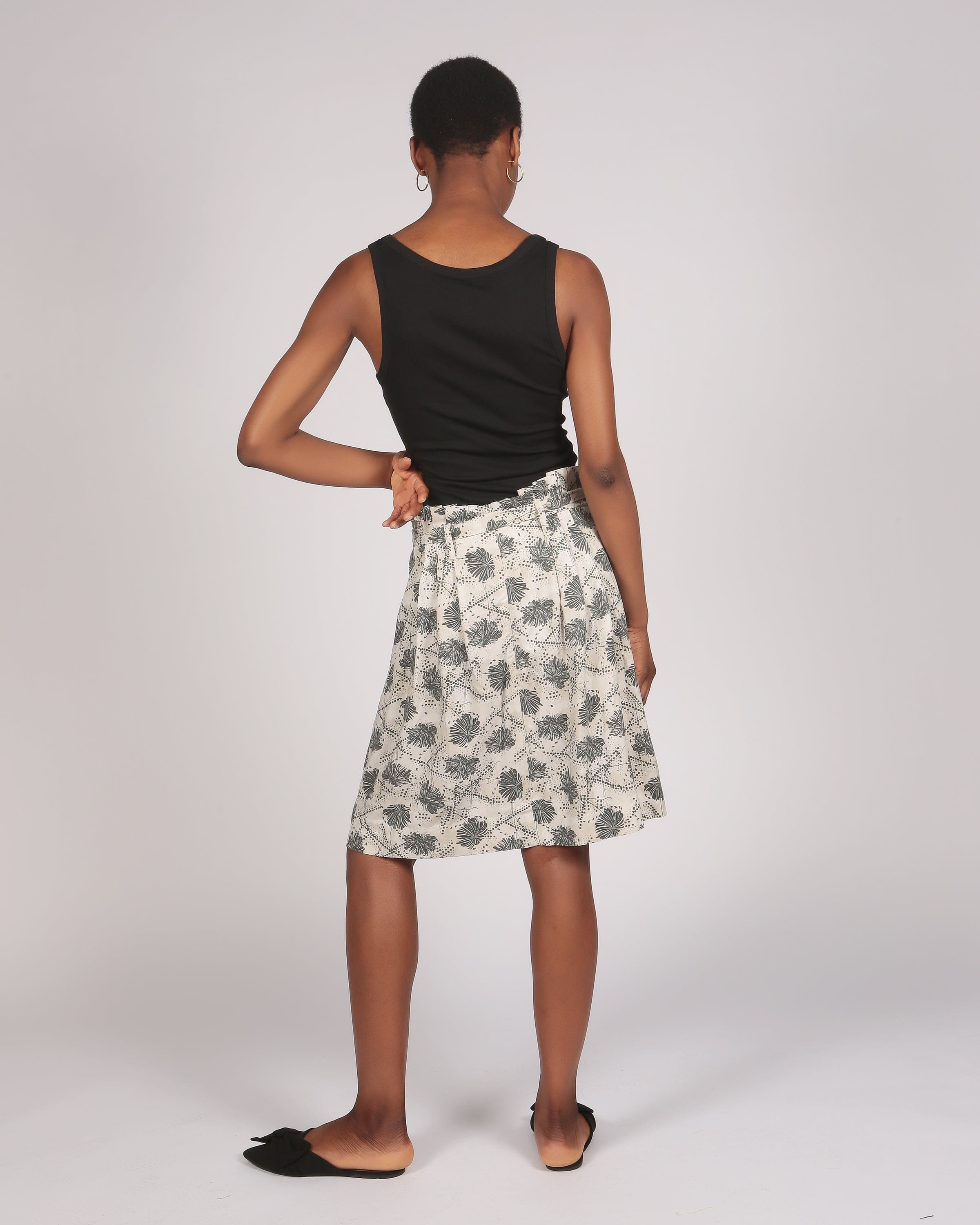 Abieri  Lenzing™ Ecovero™ Black and Cream  Printed Skirt