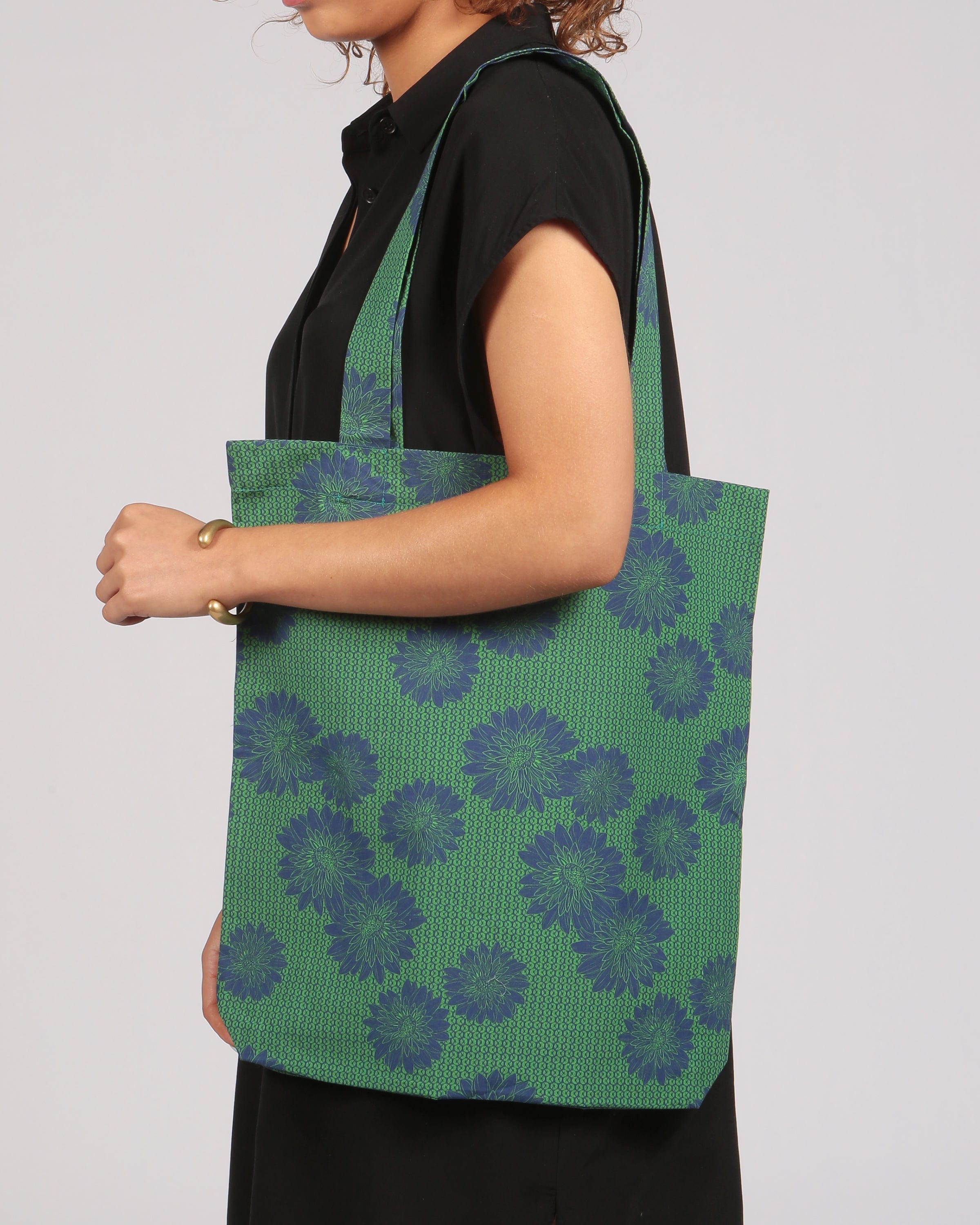 Yambe Blue Daisy Print  Shopper