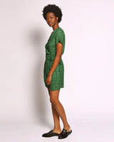 Suswa Green Kipepeo Print Lenzing™ Ecovero™ Wrap Playsuit with Short Sleeves