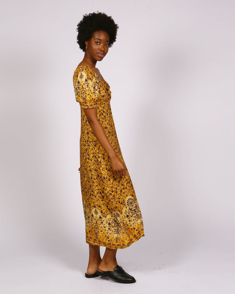 Redi Lenzing™ Ecovero™ Printed Short Sleeve Mustard Dress