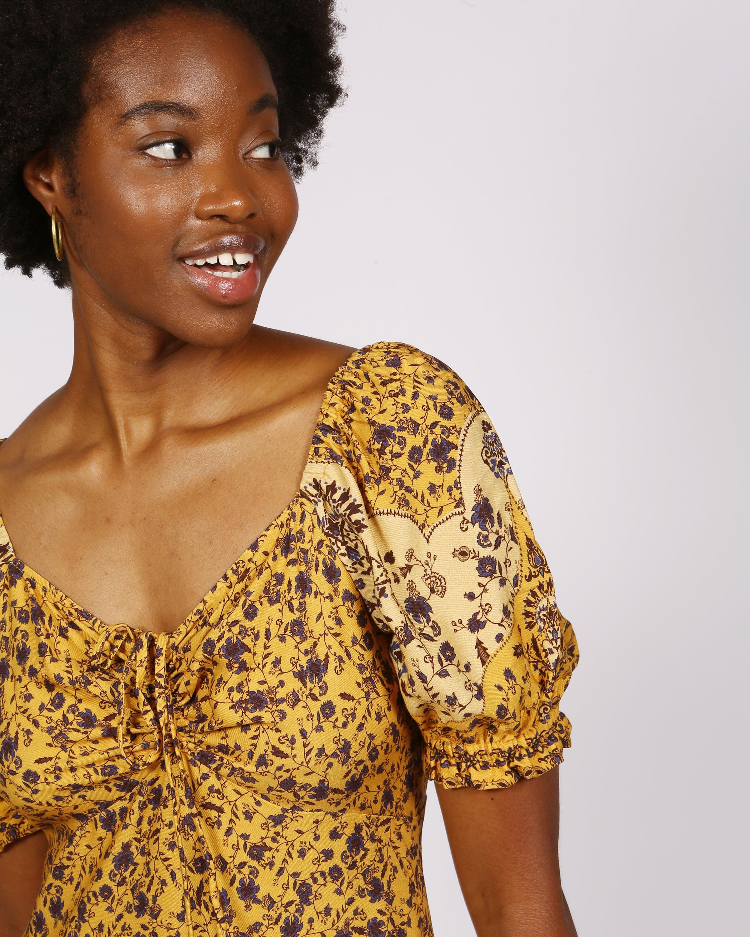 Redi Lenzing™ Ecovero™ Printed Short Sleeve Mustard Dress