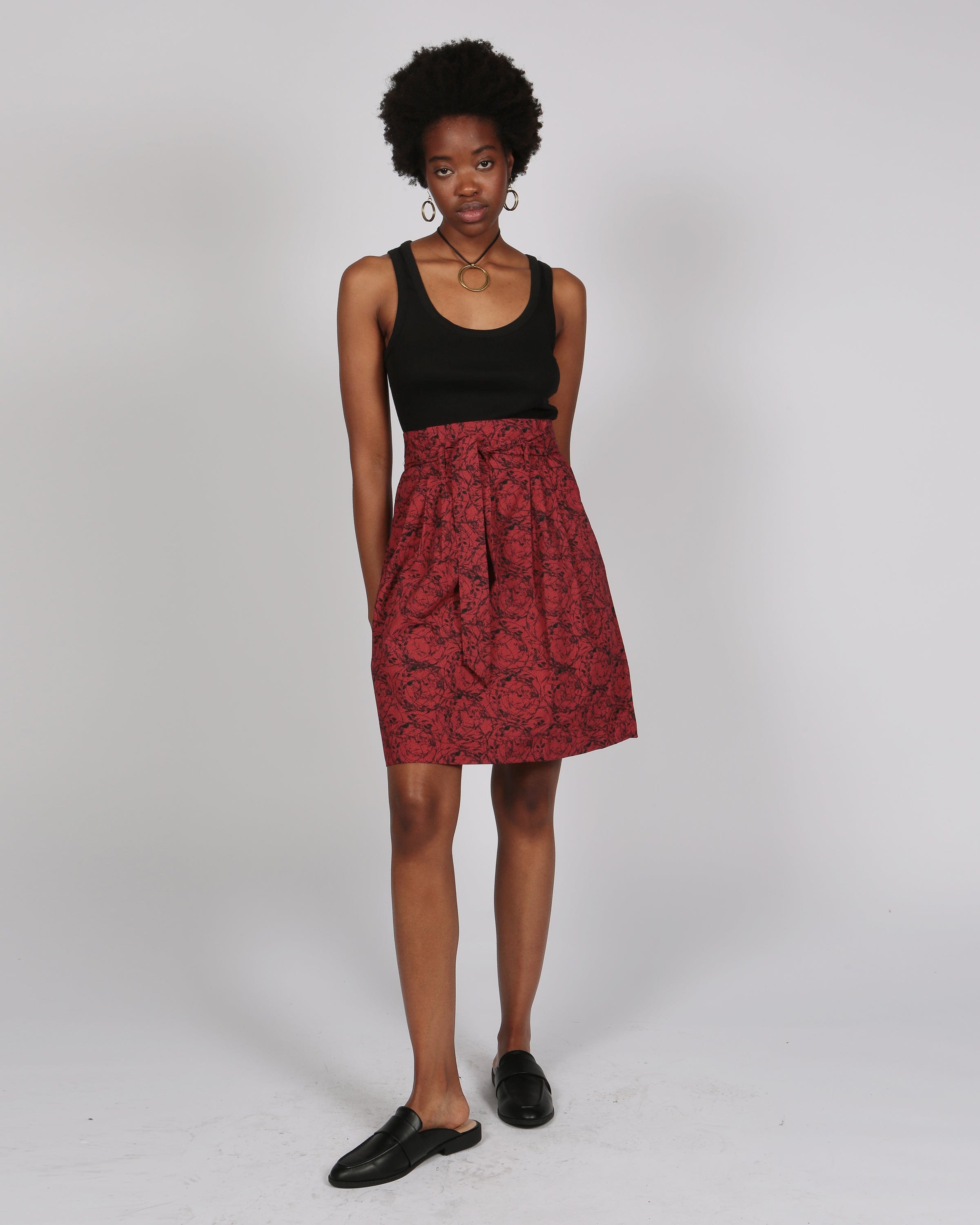 Abieri Belted Skirt Cissus Print