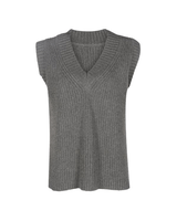 Lado Mid Length Grey Vest In Responsible Wool & Organic Cotton